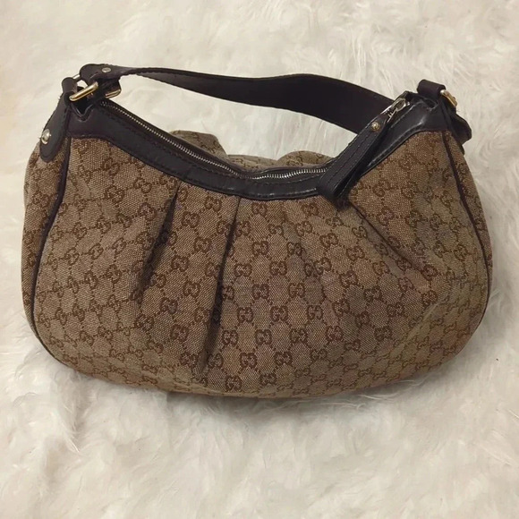Authentic GUCCI Sukey Shoulder Hand Bag GG Canvas Leather 232955 Brown 4644J - Picture 2 of 12